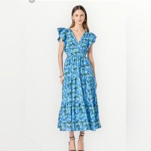English factory blue rose maxi dress